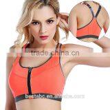 Women's Hight Support Workout Active Plunge Front Fastening Zipper Sports Bra thumbnail-2