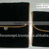 Velvet Flap Pouch With Button Closure thumbnail-1