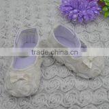 Wholesale Cheap Pink Lace Rosette Pattern Soft Sole Fashion Baby Girl Dress Shoes thumbnail-4