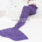 Wholesale Winter Thick Fish Scale Mermaid Knitted Throw Blanket thumbnail-1