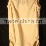 Gymnastics Children Ballet Leotards - Pink Velvet With Metal Rhinestone Star thumbnail-1