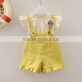 Kids Clothes Flutter Shirt Match Suspender Shorts Fashion Child Girl Dress thumbnail-6