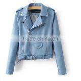 Zm50294b Spring and Autumn Lady Zipper pu Coats Fashion Lapel Slim Women Coat thumbnail-3