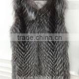 2016 New Arrival Genuine Natural Twill Furs Gilet Real Silver Fox Fur Jacket Vest Women Furs Outerwear Waistcoat thumbnail-4