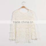 S32445W Teenager Girl Pullover Knitted Sweater Spring Fringe O-neck Trendy Sweaters thumbnail-4