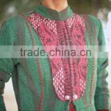 Vintage Kantha Long Jacket in Beautiful Viridian Green and Dull Red ~ Small thumbnail-6