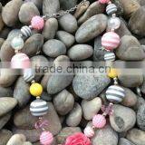 Pink Grey Girls Chunky Necklace, Girls Bubblegum Chunky Necklace, Girls Chunky Bubble Gum Bead Necklace,Chunky Bead Necklace thumbnail-1