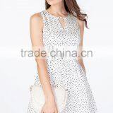 2016 Ladies Polka Dot v Neckline Cut Out Romper in White thumbnail-1