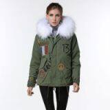 High Quality Beading Outerwear Women Fur Parka With White Raccoon Fur