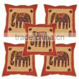 Rajasthani Elephant Design Embroidered Cushion Covers thumbnail-1