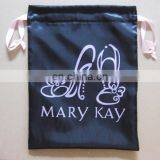 Promotion Printing Satin Shoe Bag /cheap Satin Bag With Logo and Ribbon Drawstring in Black Color thumbnail-1