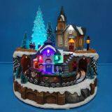 Polyresin Christmas Decoration 13” Led Gingerbread House With Rotating Figurines thumbnail-2
