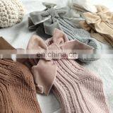 2020ins Children Spain Autumn and Winter New Big Bow Woolen Baby Socks Solid Color Tube Socks thumbnail-5