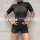 Amazon Best Sellers Women Fashion Fitness Yoga Jumpsuit Ladies Ribbing Sports Wear Short Jumpsuit thumbnail-2