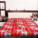 Handmade Organic Vintage Throw Kantha Quilt Ethnic Reversible Bedspread Bohemian King Size Quilt