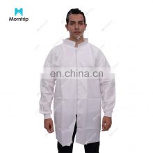 Laboratory Non Woven Breathable Chemistry Protective Long Sleeve Disposable Lab Coat