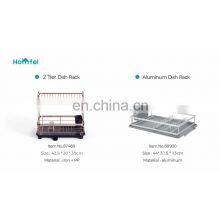 2 Tier Compact Dish Drainer Rack Board With Chrome Plating Wire For Kitchen Organization thumbnail-4