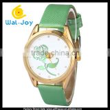 WJ-5453 flower match color face and strap fashion leather beautiful ladies watch