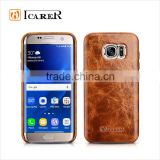 ICARER Oil Wax Real Leather Back Phone Case For Samsung Galaxy S7 Edge