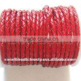 Braided Bolo Leather Cords Red