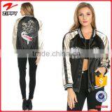 New arrival fish embroidered bomber jacket clothing for women bomber jacket with embroidery                        
                                                                                Supplier's Choice