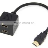 HDTV 1 to Dual 2 Adapter Cable Male to Female M/F 1 in 2 out Y Splitter Switch factory price