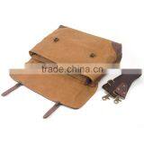 Durable Multi-purpose Waxed Canvas Vertical Men Leather Briefcase Bag Wholesale thumbnail-5