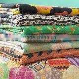 Antique Vintage Indian Sari Kantha Quilt,Cotton Saree Kantha Blanket,bed Cover,gudari Handmade Kantha Reversible Bedspread thumbnail-1