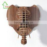Wooden Manmoth Head Wall Art 3D Animal Home Restaurant Decoration Wall Hanging thumbnail-6