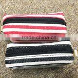 Strip Canvas Toiletry Bag Portable Travel Mini Cosmetic Bag With Ykk Zipper thumbnail-1