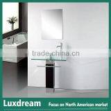 Tempered Glass Wash Basin With Stainless Steel Pedestal