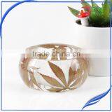 2016 Handmade Clear Canada Maple Leaf Resin Real Dried Flower Bangle thumbnail-1