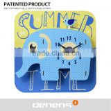 DEHENG summer time elephant and bird wooden gift wall clock