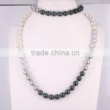 Round Shell Pearl Necklace, Shell Gem Beaded Necklace thumbnail-2