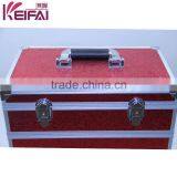 Custom Logo Lockable Hardshell Red Pu Makeup Case With Compartments With Mirror thumbnail-4