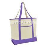 Heavey Duty deluxe cotton with outer pocket, Purple tote bag cotton, standard size cotton tote bag china