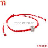 Adjustable handmade red rope friendship macrame bracelets with lion head
