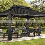 Hard Top Solid Metal Roof Aluminum Galvanized Steel Roof Luxury Garden Gazebo 12x16ft thumbnail-1