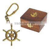 Ship Wheel Key Chain Made in Brass With Wooden Box thumbnail-1