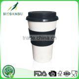 Pretty Design Degradable Wholesale Bamboo Fiber Coffee Cup With Silicone Lip and Sleeve thumbnail-1