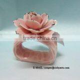 High Quality Ceramic Cheap Wholesale Napkin Rings With Flower Design thumbnail-1