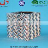 New Design Electric Plating Copper and Light Gold Geometry Patterned Square Ceramic Planter Pot thumbnail-6