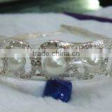 Fashion Rhinestone Crystal Princess Pearl Eweled Hair Tiaras thumbnail-1