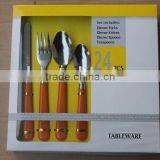 24pcs Hot-sale Stainless Steel Flatware Set With Plastic Handle thumbnail-1