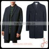 Navy Wool Crombie Overcoat Mens Single Breasted Trench Overcoat Lapel Turn-down Collar Winter Coat Jacket thumbnail-1