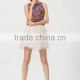 Woman Charming Lady Fashion White Midi Mesh Skirt With Golden Foil thumbnail-3
