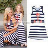 Blue and White Strip Long Sundress Family Set Matching Mother Daughter Dresses thumbnail-1