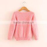 Fancy Girls Pullover Furry Mohair Swearer With Lace Flower Embroidery thumbnail-2