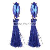 Bohemian Jewelry Big Crystal Gems With Tassel Drop Earrings for Women thumbnail-4