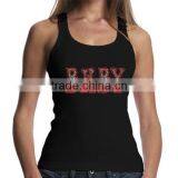 Women Fashion Cotton Tank Top Clothes Iron On Wine Rhinestone Transfer Design thumbnail-4